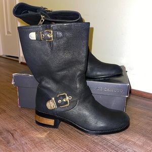 Worn Women’s Vince Camuto Black Silk Goat Boots Size 9